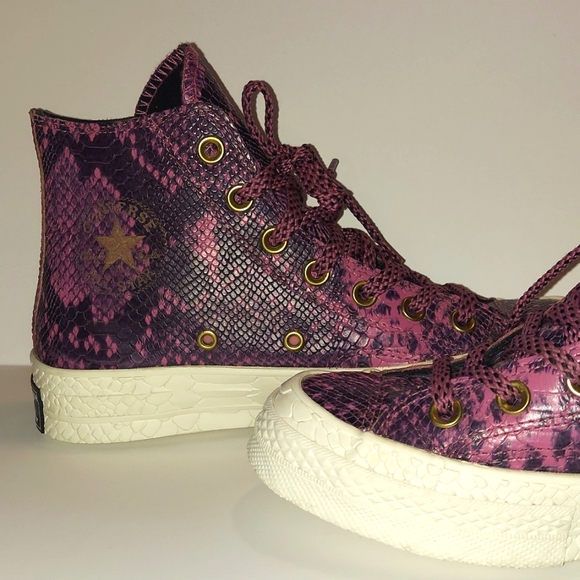 Converse Chuck Taylor Snake Print Leather High Top Sneakers - Picture 5 of 8